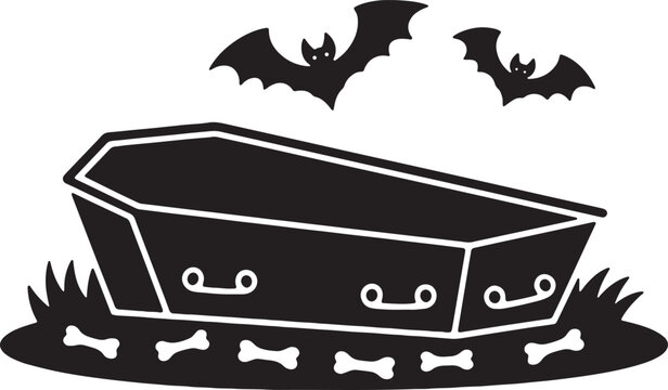 recommend clip art: Halloween Coffin Silhouette Vector Icon illustration