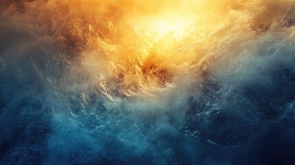 Fototapeta premium Abstract background of frozen air flows beneath the ice, with the warmth of sunlight breaking through the cold, symbolizing hope