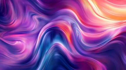 Obraz premium “This captivating abstract digital artwork showcases smooth, flowing waves of gradient hues, blending shades of purple, pink, blue, and orange. A vibrant and fluid composition