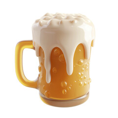 Frosty Mug of Bubbly Golden Beer Transparent Background