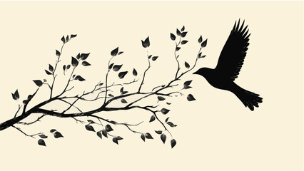 Set of black bird silhouettes. Vector elements for design.