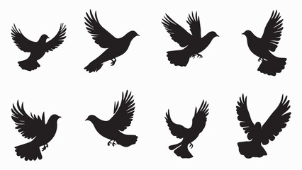Obraz premium Set of black bird silhouettes. Vector elements for design.