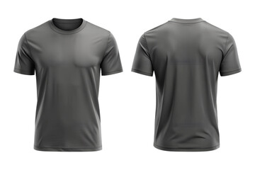 charcoal t-shirt template mockup, front and back view of plain. Png