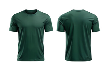 forest green t-shirt template mockup, front and back view of plain. Png