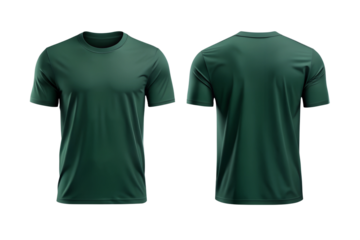 forest green t-shirt template mockup, front and back view of plain. Png