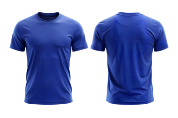 royal blue t-shirt template mockup, front and back view of plain. Png