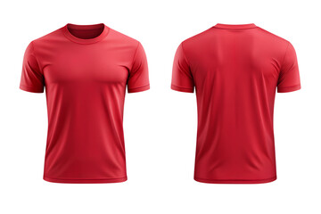 Red t-shirt template mockup, front and back view of plain. Png