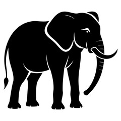 Black elephant silhouette Vector illustration Set of elephant animal silhouette on transparent background