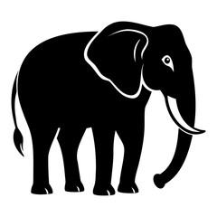 Black elephant silhouette Vector illustration Set of elephant animal silhouette on transparent background