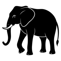 Black elephant silhouette Vector illustration Set of elephant animal silhouette on transparent background