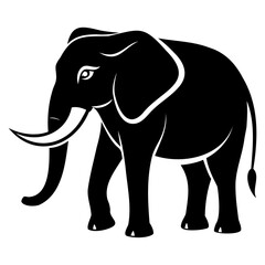 Obraz premium Black elephant silhouette Vector illustration Set of elephant animal silhouette on transparent background