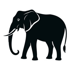 Black elephant silhouette Vector illustration Set of elephant animal silhouette on transparent background