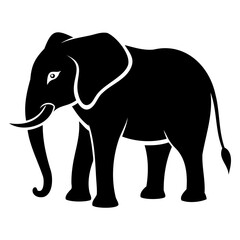 Black elephant silhouette Vector illustration Set of elephant animal silhouette on transparent background