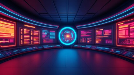 Virtual trade show platform, digital exhibitor booths, glowing interactive elements, futuristic business event