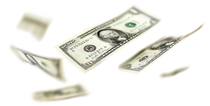 PNG Banknote floating dollar money.