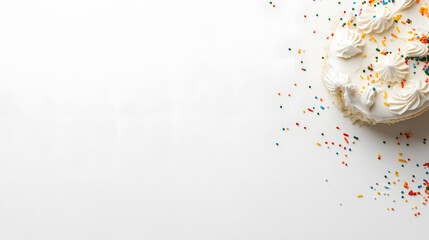 Obraz premium Composition with Detailed Cake and Empty Space on White Background, Dessert Display and Food Photography