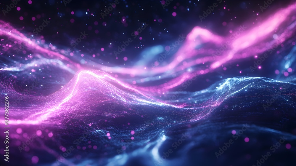 Wall mural high-resolution abstract energy flow with futuristic data lines, technology