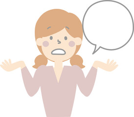 collection set of cute doodle hand draw facial expression speech bubble balloon with girl woman character, text box think speak talk banner, flat png transparent element design