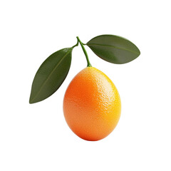 Juicy Orange with Green Leaves on transparent background