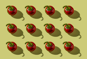 Colorful bell pepper, isolated, pattern