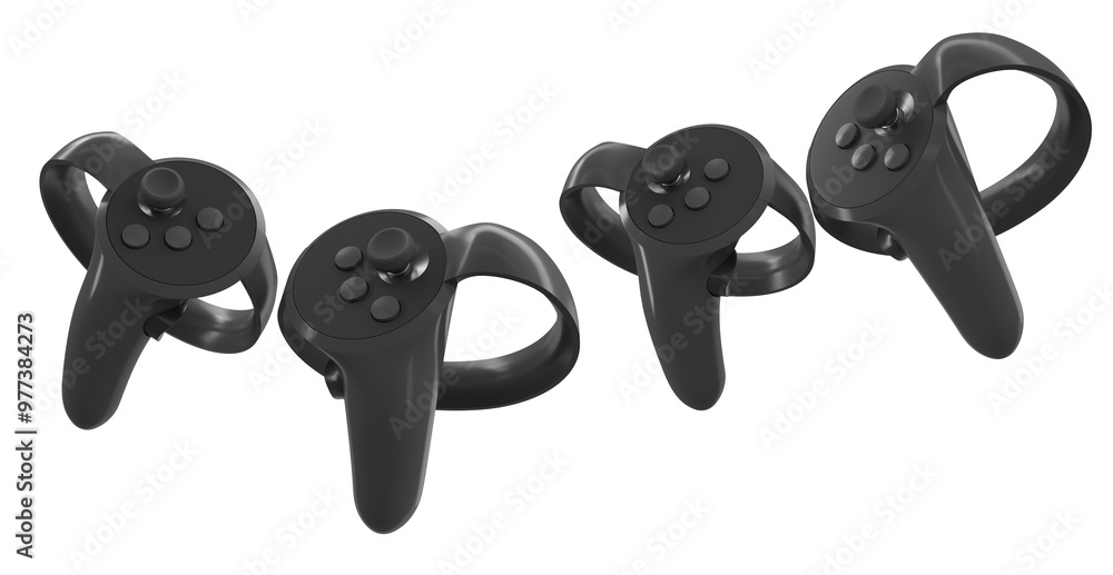 Poster virtual reality controllers for online and cloud gaming isolated on white background with clipping p