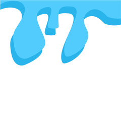 Dripping water isolated on transparent background. Blue paint.