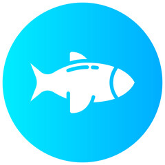 fish round glyph vector icon