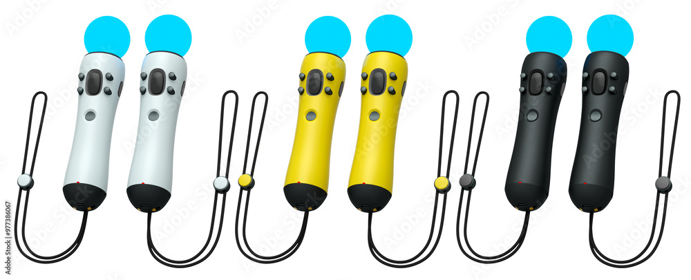 Poster virtual reality controllers for online and cloud gaming isolated on white background with clipping p