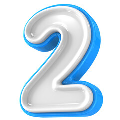 Blue With White Number 2 3D Render