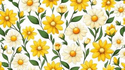 Fototapeta premium base xl pretty yellow theme flowers on white background, egg mosaic style