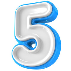 Blue With White Number 5 3D Render
