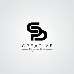Modern Unique Artistic Letter SP PS Logo. Initial Based Letter Icon Logo.