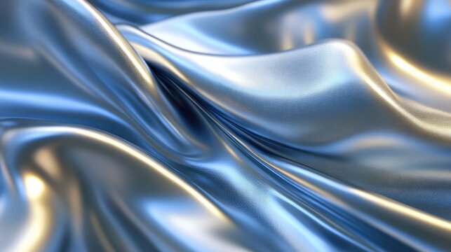 Twisting 3D ribbons of metallic fabric floating softly through space.