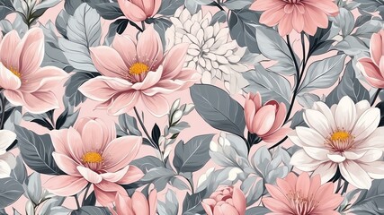 base xl pretty gray theme flowers on light pink background, egg mosaic style