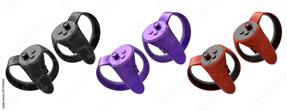 Poster virtual reality controllers for online and cloud gaming isolated on white background with clipping p