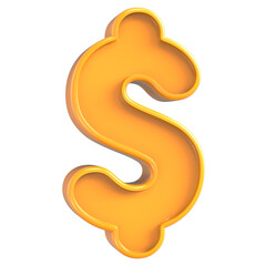 Number Dollar Yellow 3d render