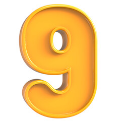 Number 9 Yellow 3d render