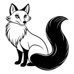 Fox with a curled tail and a sneaky look, vector