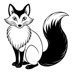 Fox with a curled tail and a sneaky look, vector