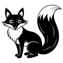 Fox with a curled tail and a sneaky look, vector