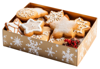 PNG Christmas cookies box gingerbread food.
