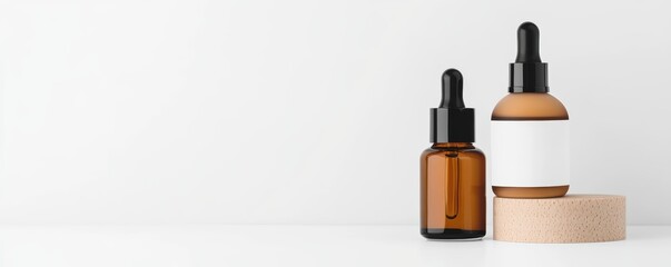 Fototapeta premium Elegant skincare product mockup, magazine-style photography, minimalist design, soft lighting, white background