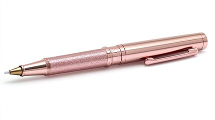 A pink gold pen with a shimmering metallic finish