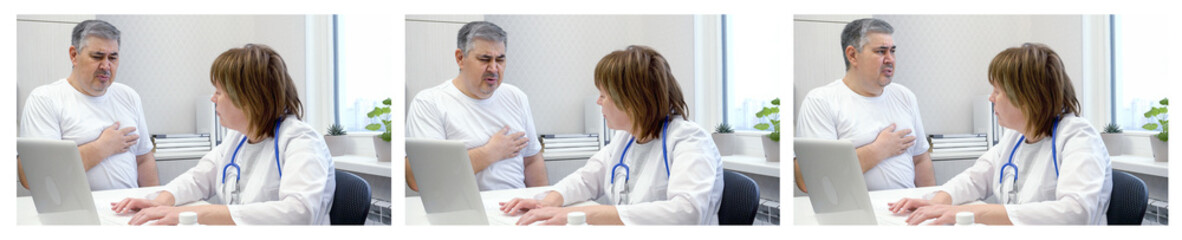 Obraz premium Patient Complaining of Chest Pain to Doctor