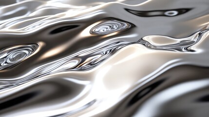 Cascading streams of liquid metal gently blending into smooth, reflective surfaces.