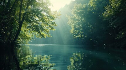 Fototapeta premium Serene Lake in a Forest