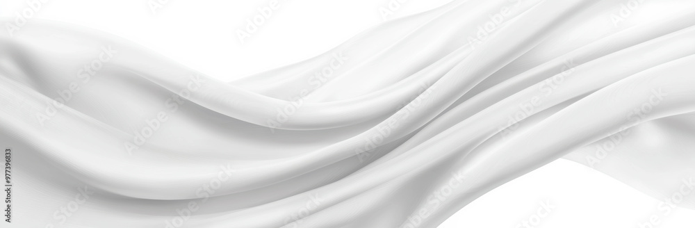 Poster white satin fabric flowing and forming abstract shapes background