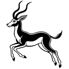 Gazelle leaping with slender legs and elegant antlers vector