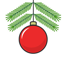 Christmas ball and fir cartoon icon. PNG illustration