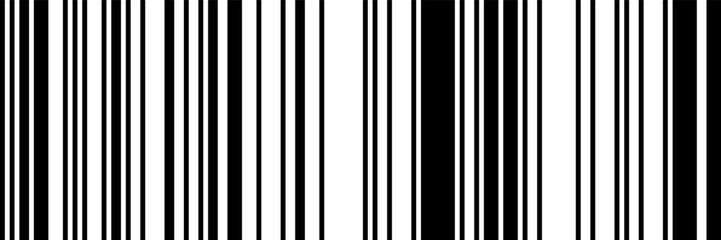 Monochrome bar code seamless pattern. Simple vector illustration. Binary bg with irregular thin and thick vertical lines